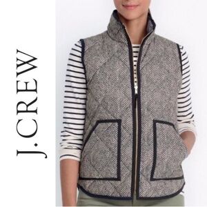 J. Crew Excursion Quilted Puffer Herringbone Black Cream Women's Size‎ XS